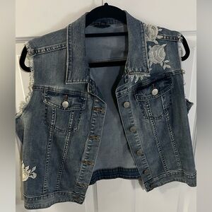 a.n.a Blue Jeans Distressed Jean vest